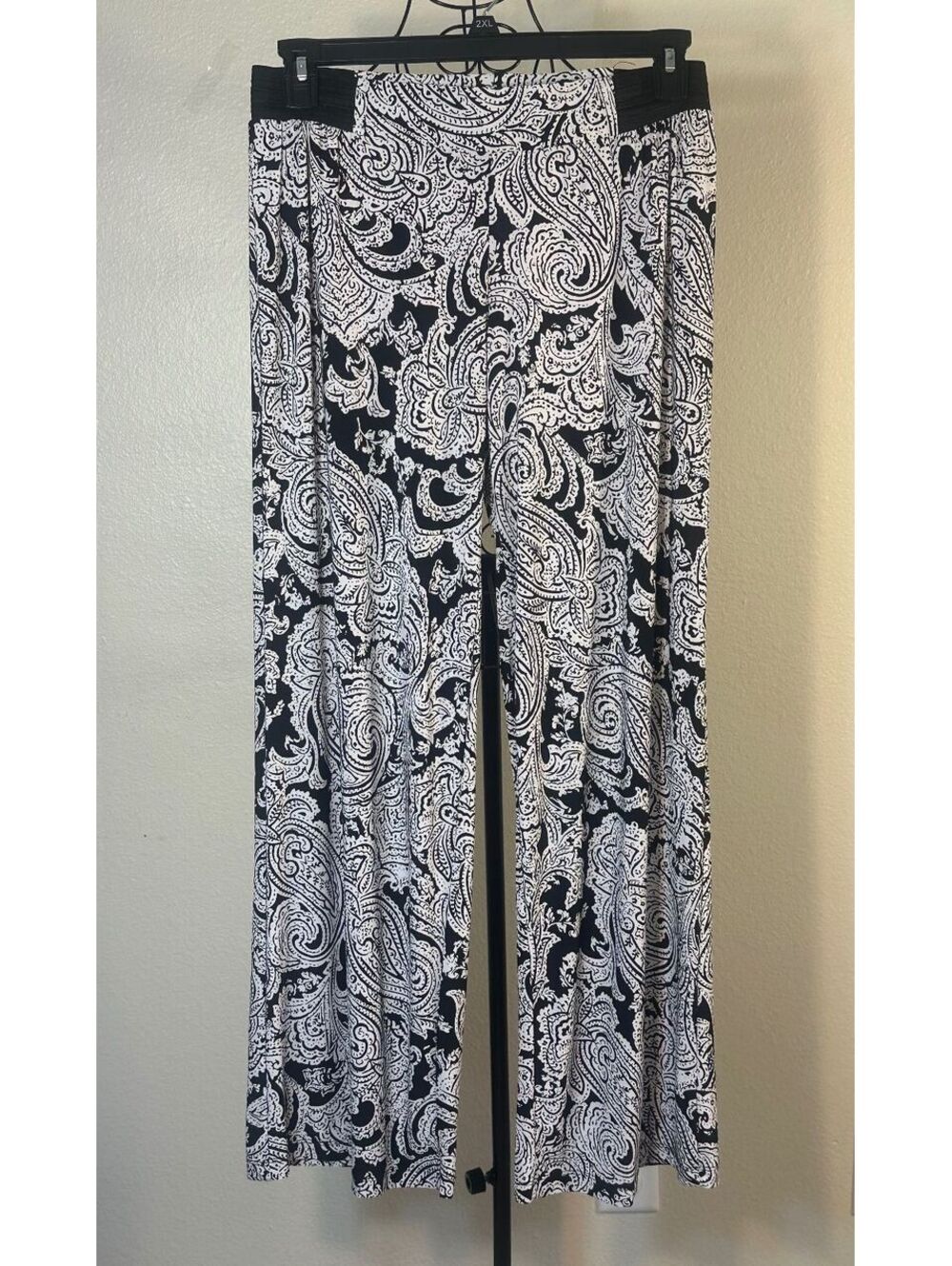 INC International Concepts Black And White Paisley Print Wide Leg Palazzo Pants